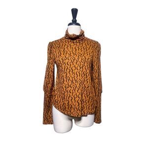 Anthropologie Orange Long Sleeve Turtleneck Sweater Small